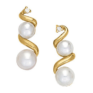 White Platinum Pearl Diamond Drop Earrings