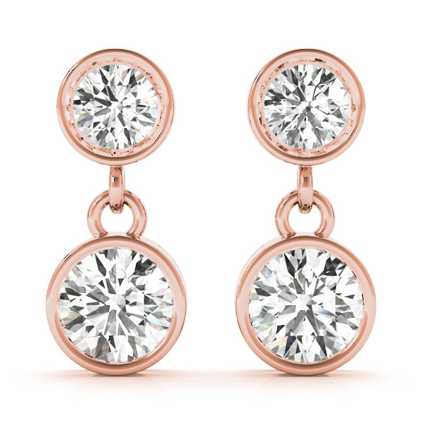 Rose Gold Lab Diamond Single Stone Stud Earrings