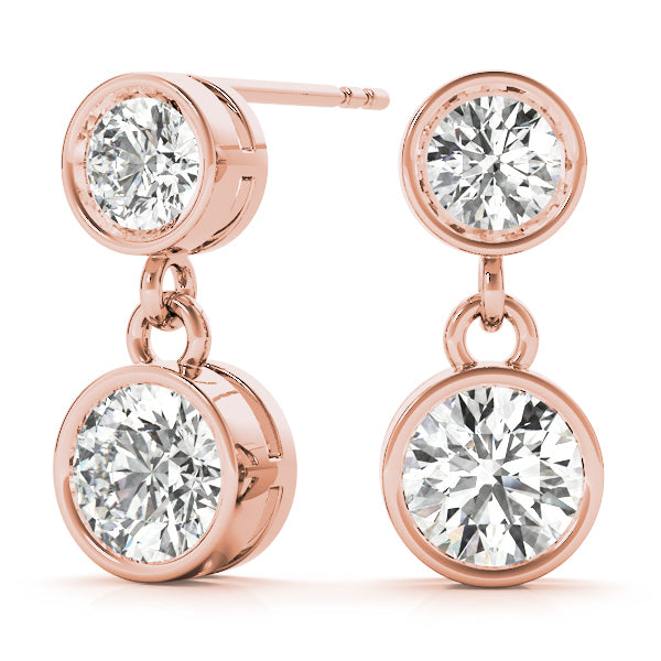 14K Rose Gold Round Diamond Stud Earrings
