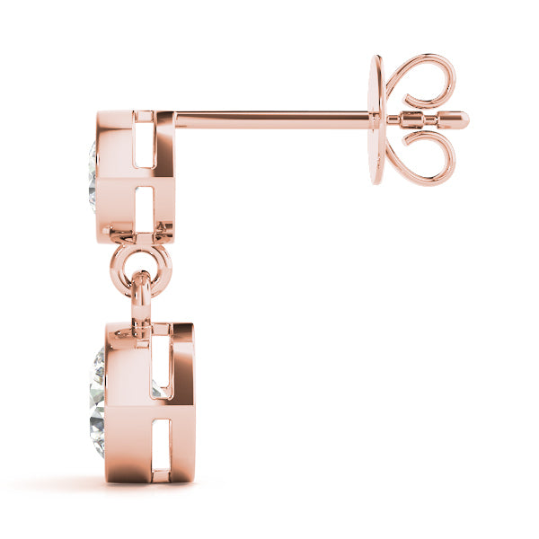 14K Rose Gold Round Diamond Stud Earrings