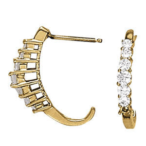 Lab Diamond 14K Gold J-Hoop Earrings Pair