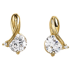 Lab Diamond Round Stud Earrings 14K Gold