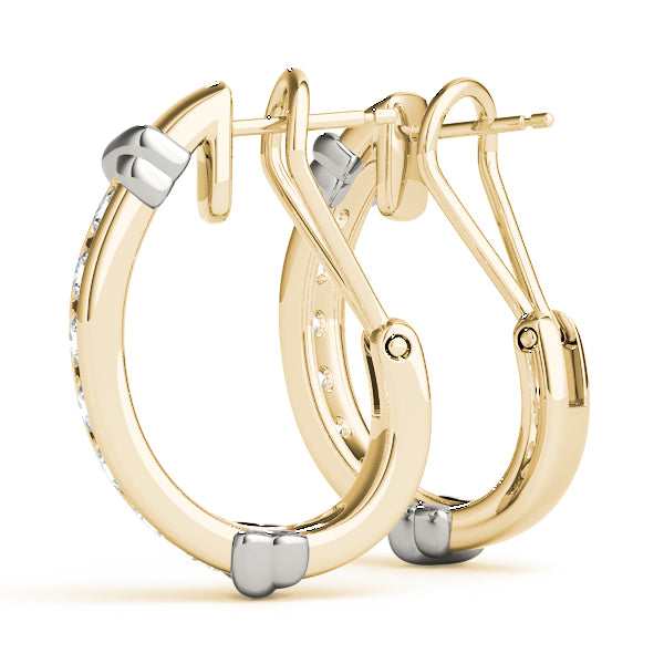 14K Yellow Gold Diamond J-Hoop Earrings