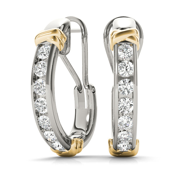 Platinum White Lab Diamond J-Hoop Earrings