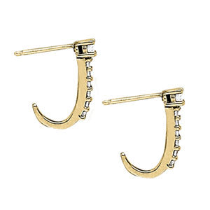 White Gold Lab Diamond J-Hoop Earrings
