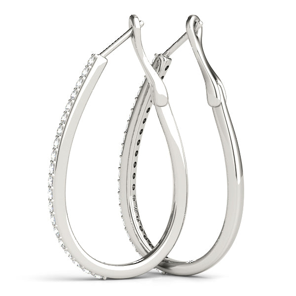 Platinum Diamond Hoop Earrings - Lab Created