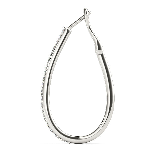 Platinum Diamond Hoop Earrings - Lab Created