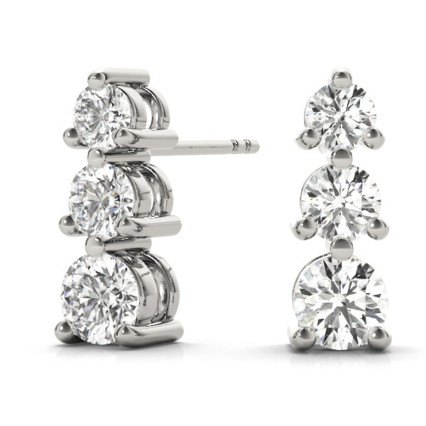 18K White Gold Lab Diamond 3-Stone Earrings