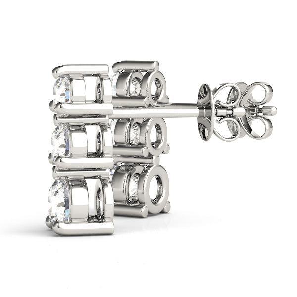 Platinum Lab Diamond 3-Stone Earring Pair