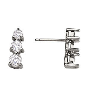 0.50 CTW Round Diamond Three Stone Earrings