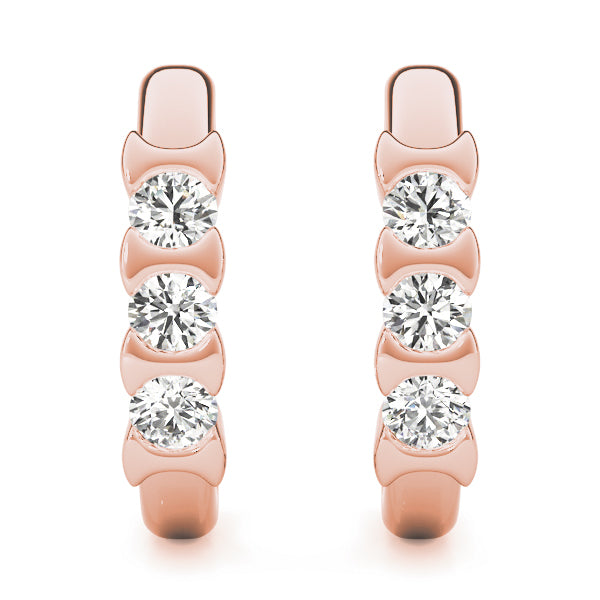 18K Rose Gold Lab Diamond 3-Stone Earrings