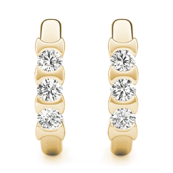 18K Yellow Gold Lab Diamond 3-Stone Earrings