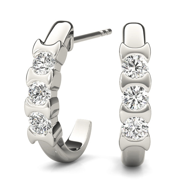 Round Diamond 3-Stone Earrings