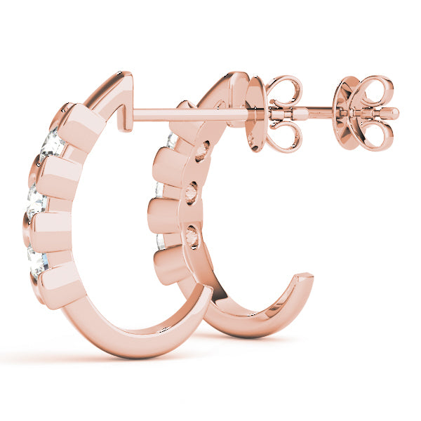 14K Rose Gold Diamond Trio Stud Earrings
