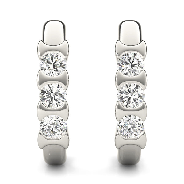 Platinum 3-Stone Lab Diamond Stud Earrings