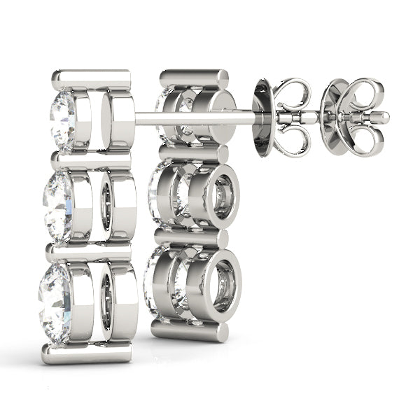 14K White Gold Lab Diamond 3-Stone Earrings