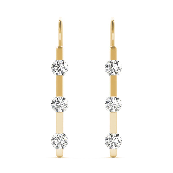 14K Yellow Gold Lab Diamond 3-Stone Earrings