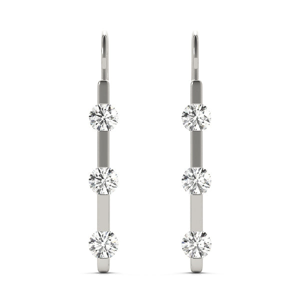 14K White Gold Lab Diamond 3-Stone Earrings