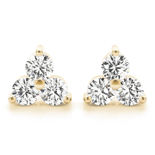 18K Yellow Gold Lab Diamond 3-Stone Earrings