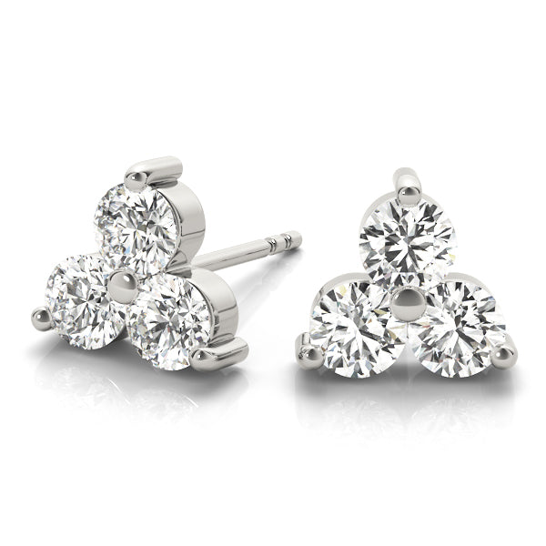 18K White Gold Lab Diamond 3-Stone Earrings
