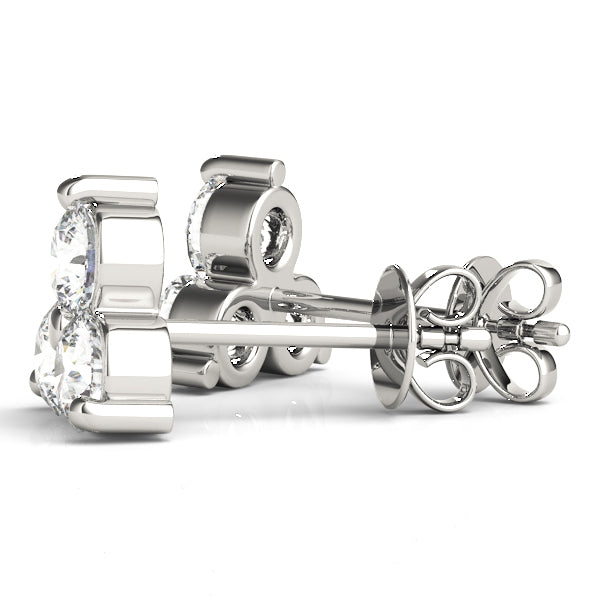 3-Stone Round Diamond Stud Earrings