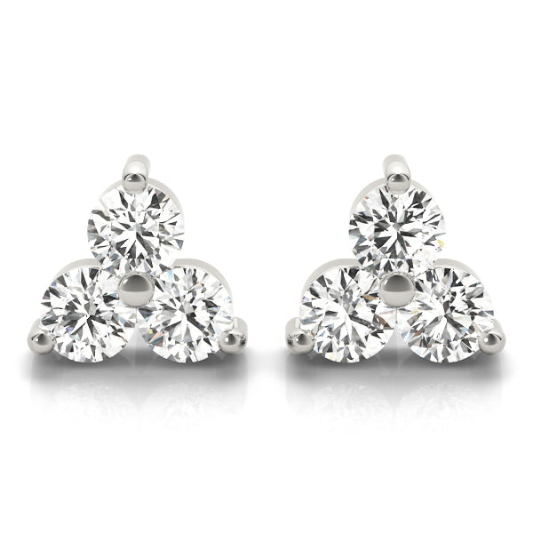 14K White Gold 3-Stone Lab Diamond Earrings