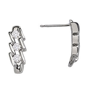 18K White Gold 3-Stone Lab Diamond Earrings