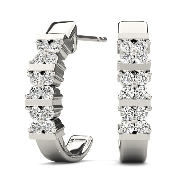 Diamond Lab-Grown 14K J-Hoop Earrings