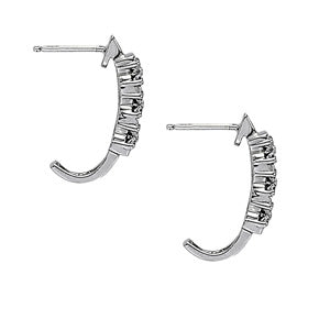 White Platinum Diamond J-Hoop Earrings - Lab Grown