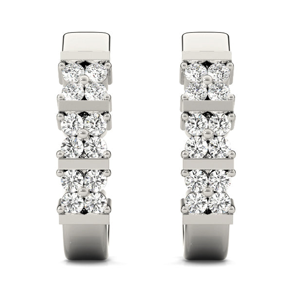 14K White Gold Lab Diamond Hoop Earrings