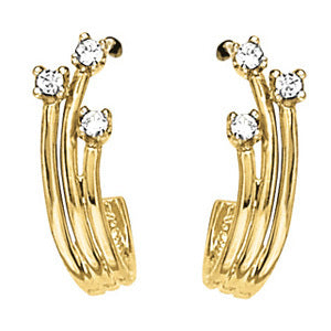 3-Stone Round Diamond Stud Earrings