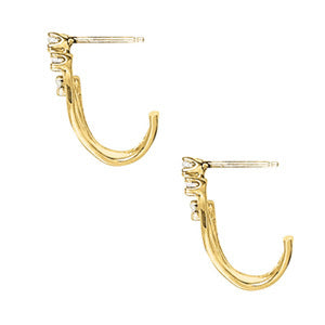 3-Stone Round Diamond Stud Earrings
