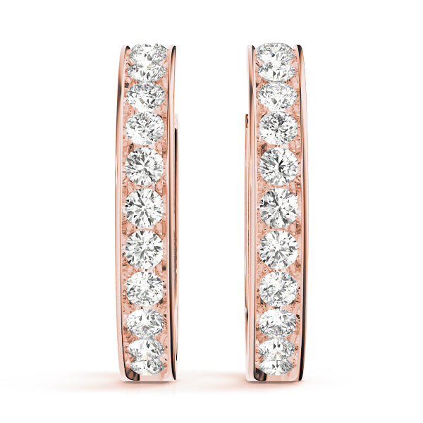 18K Rose Gold Lab Diamond Hoop Earrings