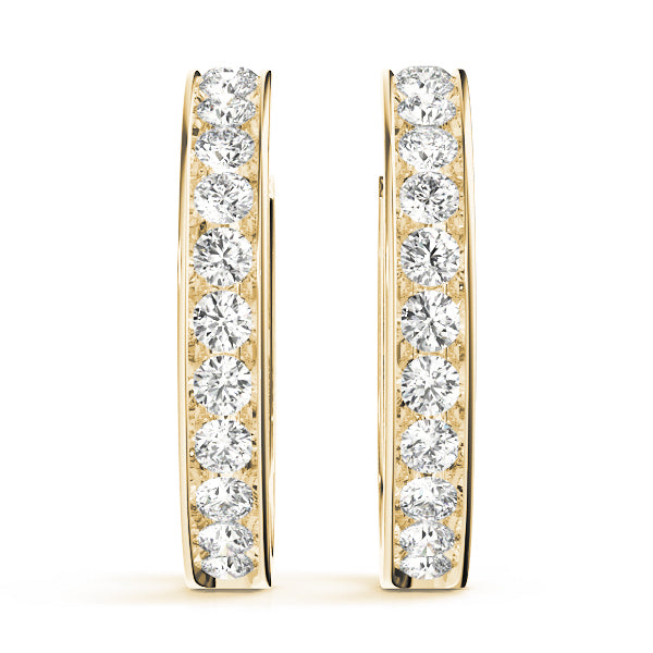 14K Yellow Gold Diamond Hoop Earrings