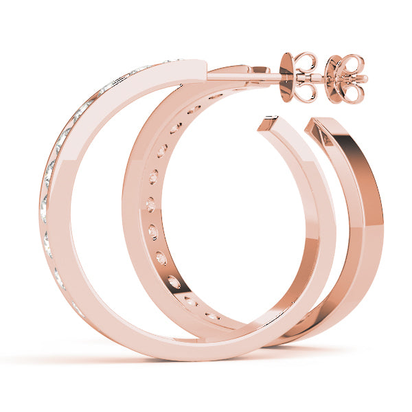 18K Rose Gold Lab Diamond Hoop Earrings