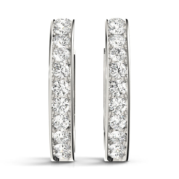 14K White Gold Lab Diamond Hoop Earrings
