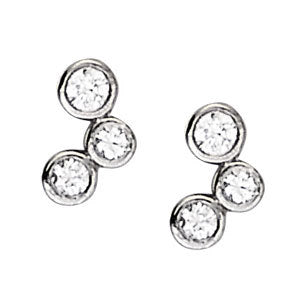 White Platinum Lab Diamond 3-Stone Earring Pair