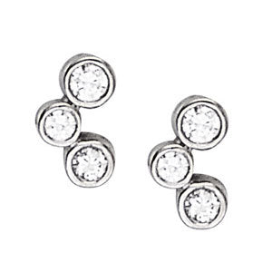 14K White Gold Lab Diamond 3-Stone Earring Set