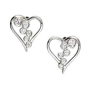 Platinum White Lab Diamond Bubble Hearts Earrings