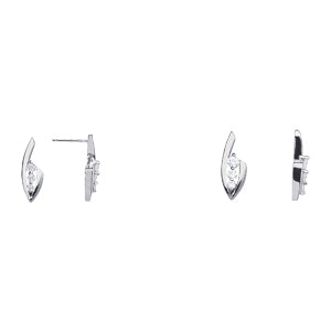 14K White Gold Lab Diamond 3-Stone Earring Pair