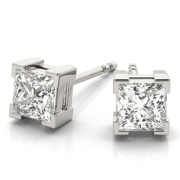 14K White Gold 0.1CT Square Diamond Stud Earrings