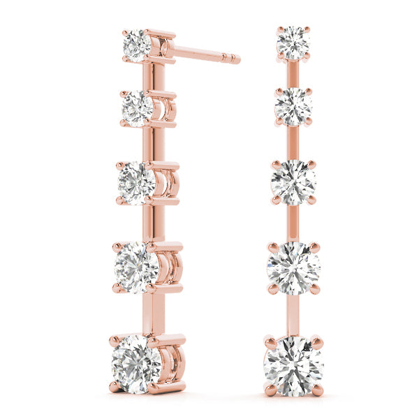 Rose Gold Lab Diamond Journey Earrings