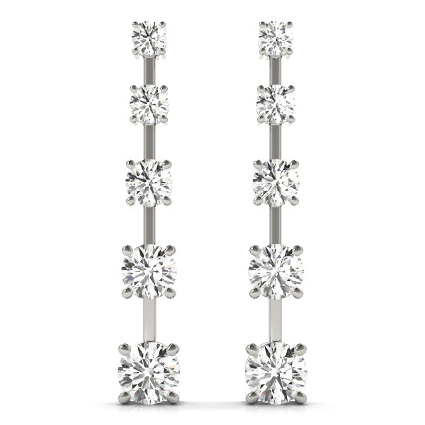 White Platinum Diamond Journey Stud Earrings