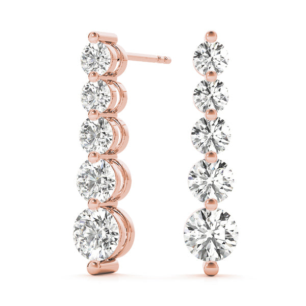 18K Rose Gold Lab Diamond Journey Earrings