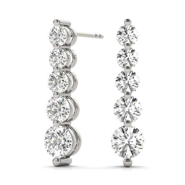 White Platinum Diamond Journey Stud Earrings