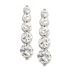 White Platinum Diamond Journey Stud Earrings