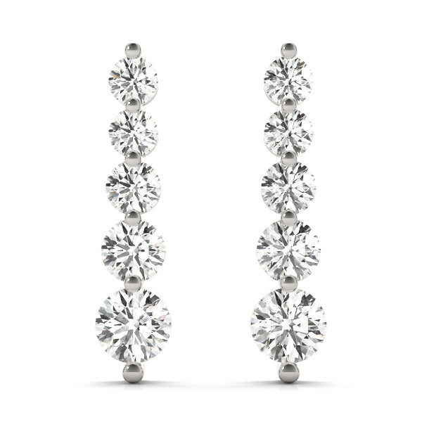 White Platinum Diamond Journey Stud Earrings