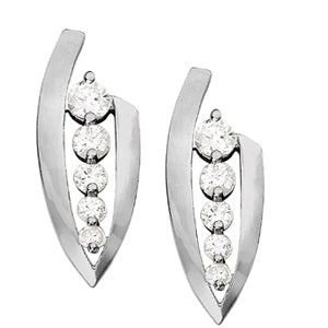 White Gold Lab Diamond Journey Stud Earrings