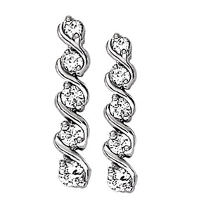 14K White Gold Diamond Journey Earrings
