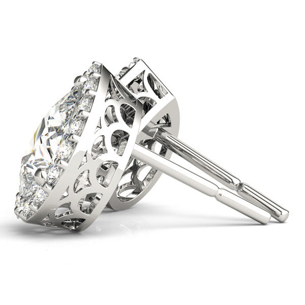 White Platinum Pear Diamond Halo Earring Pair